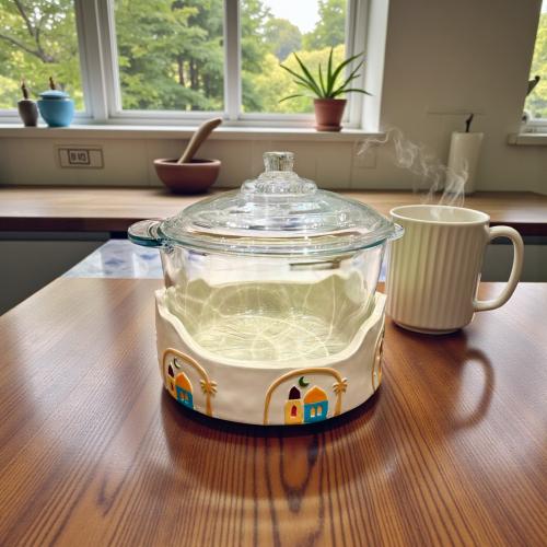 قدر زجاج بقاعدة بولي رمضان