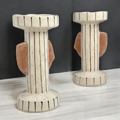 شمعدان سيراميك مقاس 25 * 12 سم بالحبه