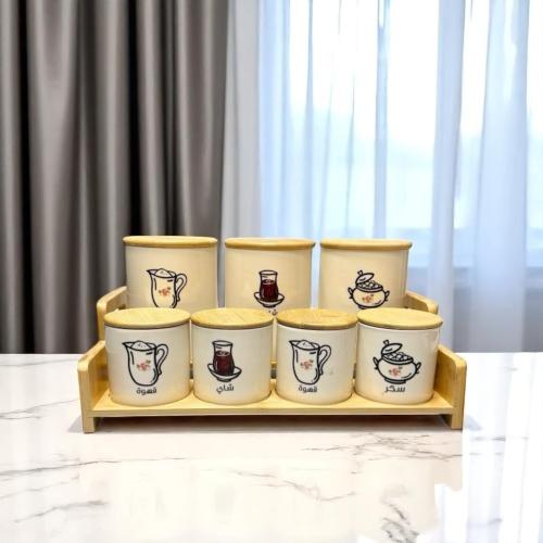 طقم بهارات غطاء خشب 7 حبه