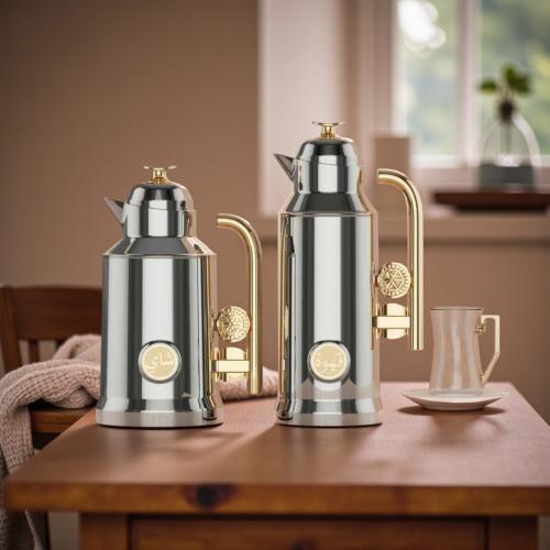 طقم ترامس ريفان 1 لتر فضي ذهبي