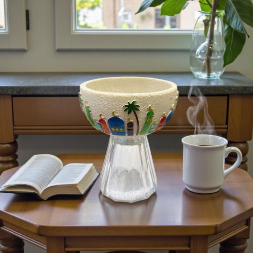 صحن بولي بقاعدة زجاج رمضان