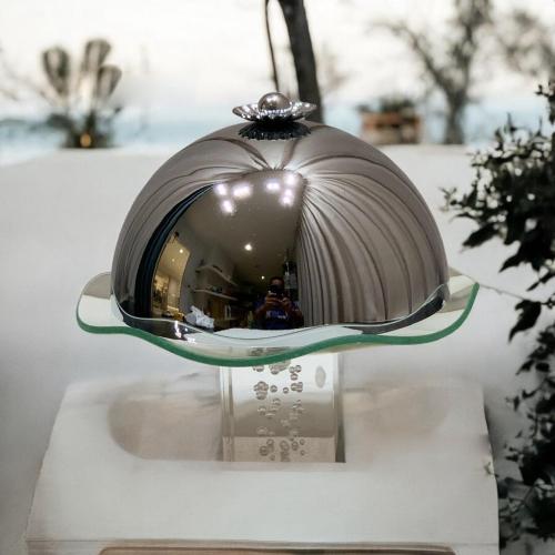 صحن زجاج بقاعدة مقاس 17 * 18 سم