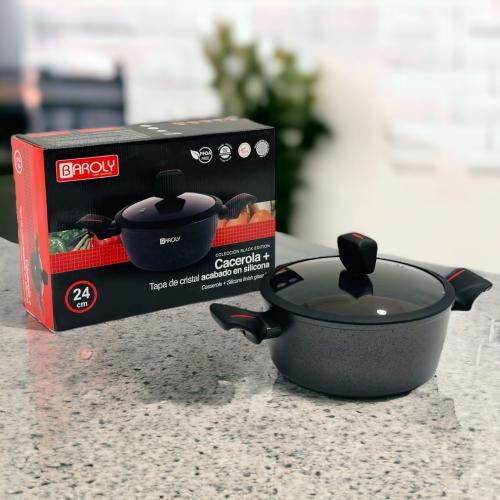 قدر جرانيت غطاء زجاج مقاس 20 سم