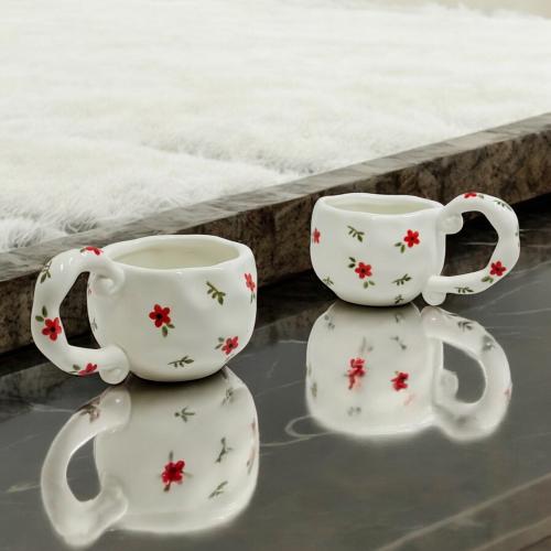 كاسة سيراميك أبيض ورد - بالحبة