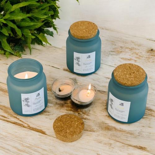 شمع كاسة برطمان ديكور صنوبر بالحبة