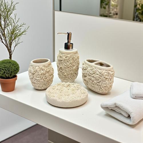 طقم علبة صابون سيراميك 4 حبه