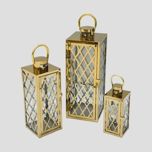 طقم فوانيس رمضان 3 حبة ذهبي مقاسات مختلفة