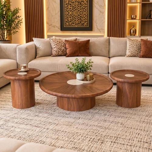 طاولة خشب  ديكور مقاس 90*34 + 60*43 + 50*50