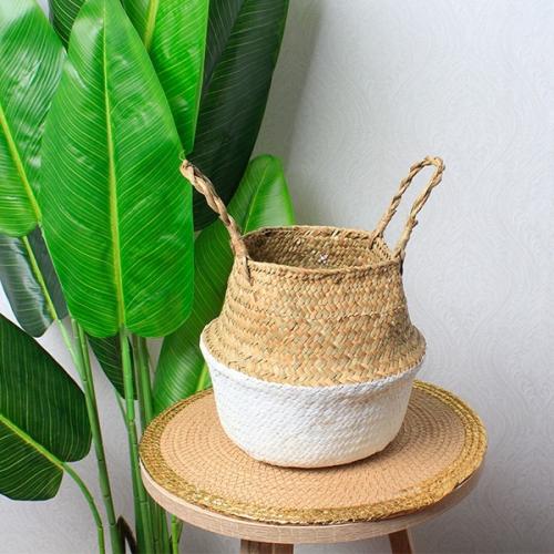 سلة خسف بيد صغير - بيج مع أبيض