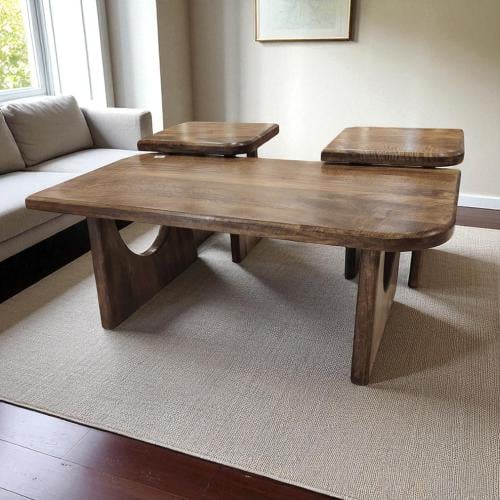 طقم طاولة خشب مشتطيل 2+1