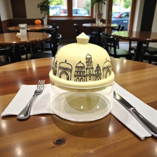 صحن زجاج بغطاء بولي رمضان