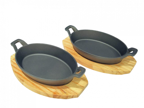 جريل بيضاوي أسود بقاعدة خشب بالحبة