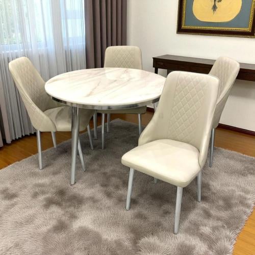 سفرة طعام دائرية رخام 4 كرسي