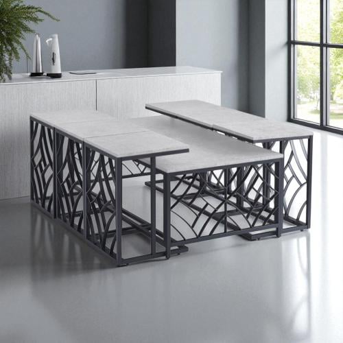 طاولة شاي خشب مشتطيل 6+1