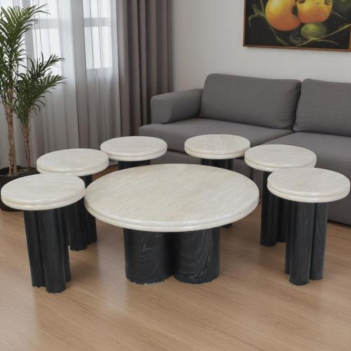 طقم طاولات خدمة 7 قطعة مقاس كبير 90*45 سم صغير 54*40 سم