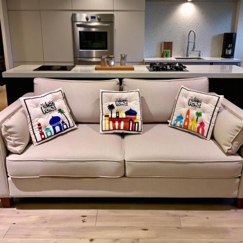 مخدة قماش رمضان يجمعنا بالحبة