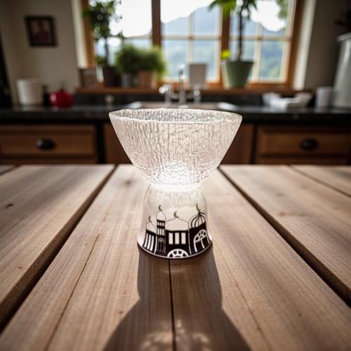 صحن زجاج بقاعدة فنجان رمضان