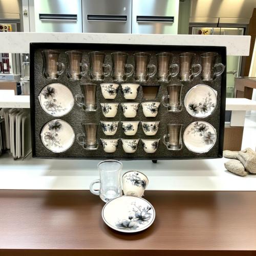 طقم بيالة مع فنجان 36 قطعة