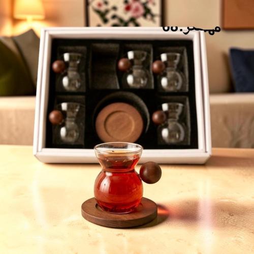 طقم بيالة 6ح بقاعدة خشب