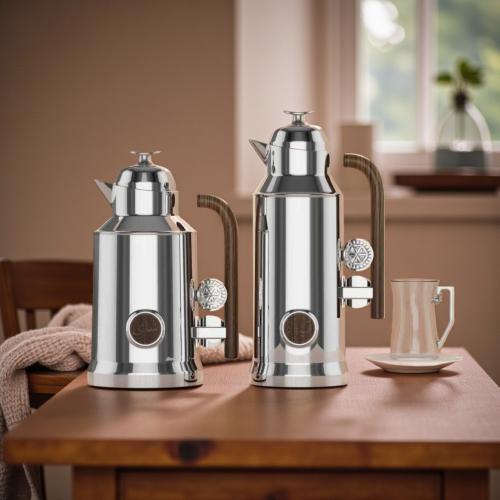 طقم ترامس ريفان 1 لتر فضي خشبي