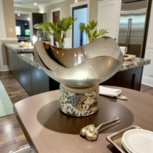 ًصحن استيل بقاعدة