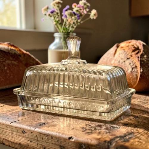 ًصحن زجاج بغطاء شفاف