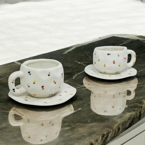 كاسة سيراميك أبيض ورد - بالحبة