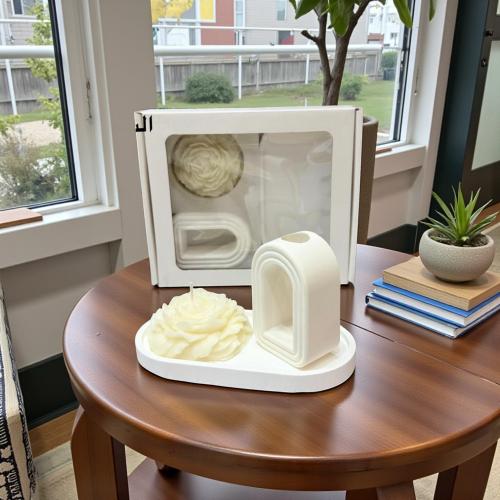 طقم تبسي مع شمع ديكور