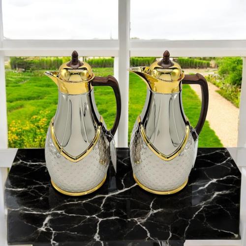 طقم ترامس نيكل مع ذهبي يد خشبي