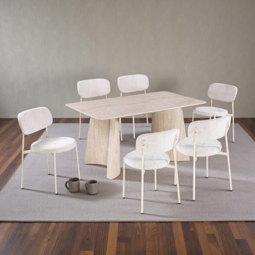 طاولة طعام رخام مستطيل 6 كرسي