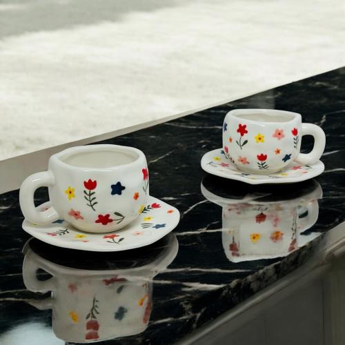 كاسة سيراميك أبيض ورد - بالحبة