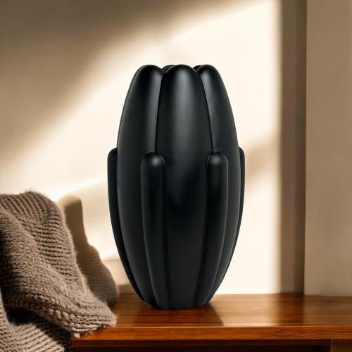 فازة سيراميك أسود مقاس 30 سم