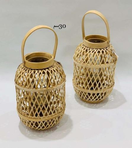 فانوس ديكور تعليقة خشبي مقاس 30 سم بالحبه