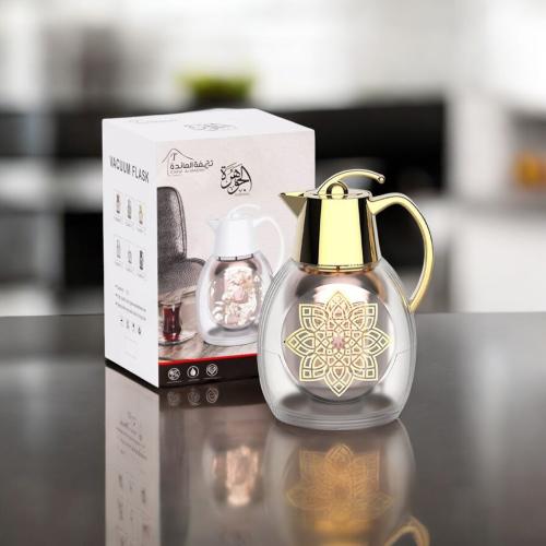 ثلاجة الجوهرة سعة 1 لتر ذهبي شفاف مع تعليقة شاي أو قهوة