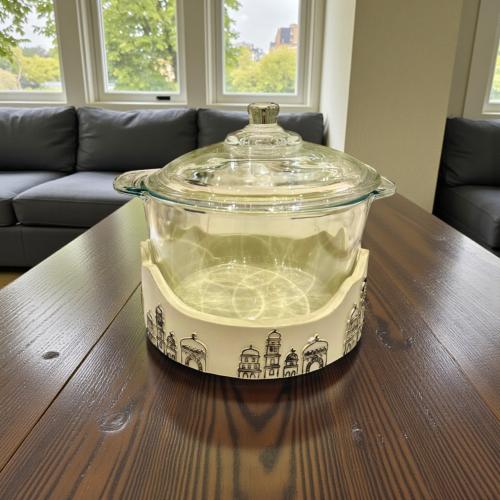 قدر زجاج بغطاء قاعدة بولي رمضان