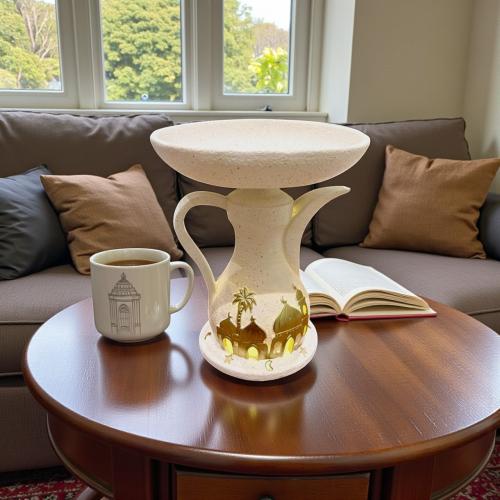 صحن سيراميك بقاعدة دلة