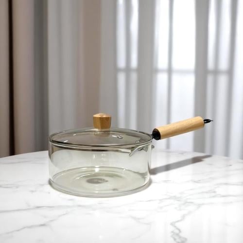 طاوة زجاج مع غطاء سعة 2.5 لتر