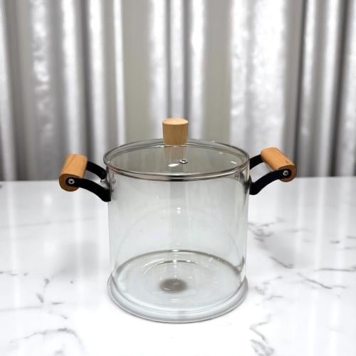 قدر زجاج مع غطاء سعة 5.5 لتر