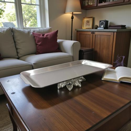 صحن ستيل فضي بقاعدة