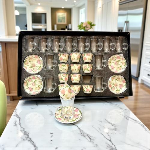 طقم بيالة مع فنجان 36 قطعة