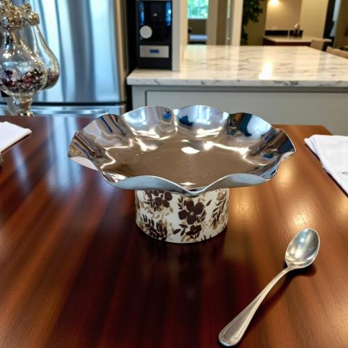 ًصحن استيل بقاعدة