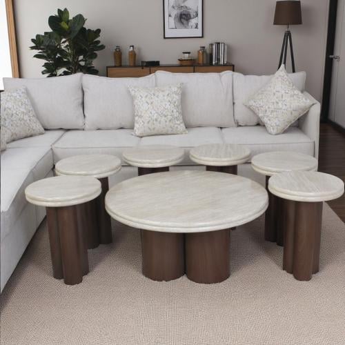 طقم طاولات خدمة 7 قطعة مقاس كبير 90*45 سم صغير 54*40 سم