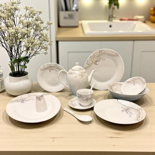طقم عشاء سيراميك 55 قطعة