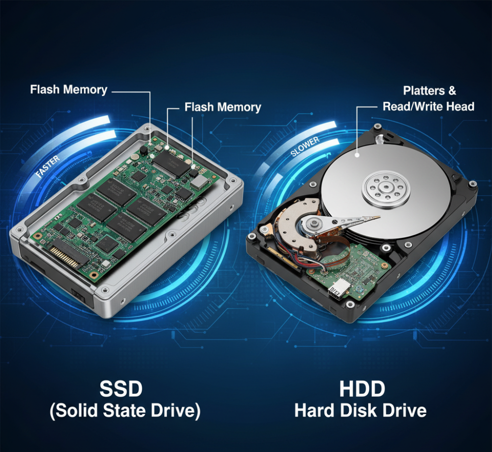 الفرق بين الهارد SSD و HDD: أيهما أفضل لجهازك واستخدامك اليومي؟
