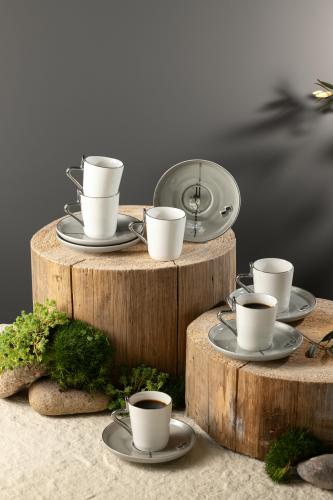 طقم القهوة التركية من مجموعة لقاء - رمادي و فضي