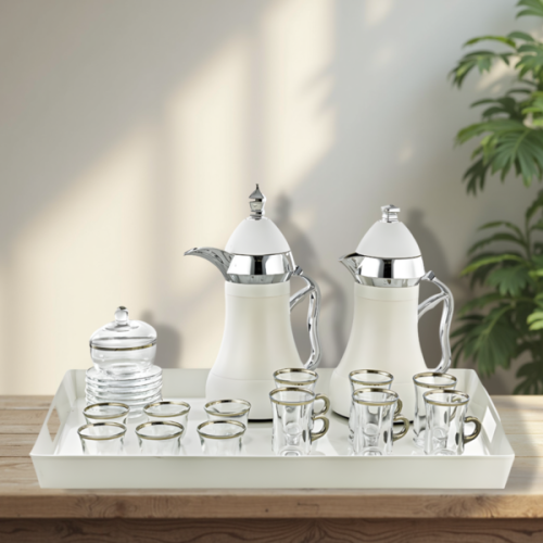 طقم الشاي والقهوة 22 قطعة فضي