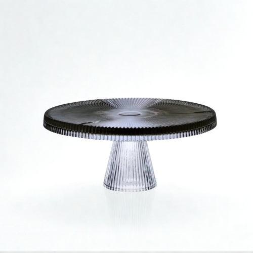 طبق تقديم زجاج بقاعدة