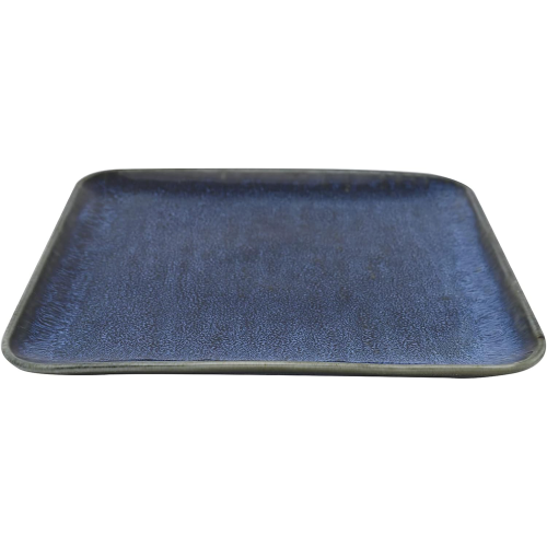 طبق بورسلين مربع أزرق