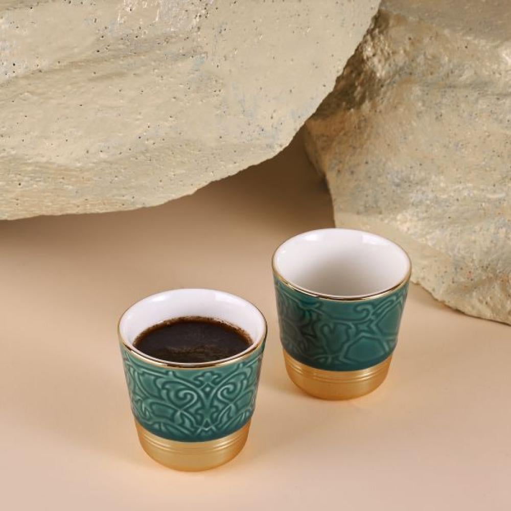 طقم كوبين اسبريسو باللون الأخضر