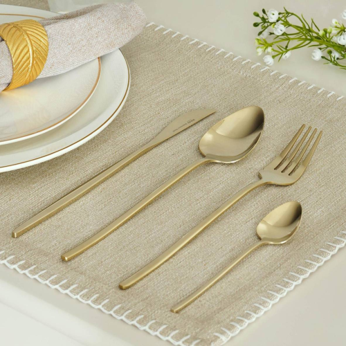 طقم أدوات الطعام الذهبي 16 قطعة